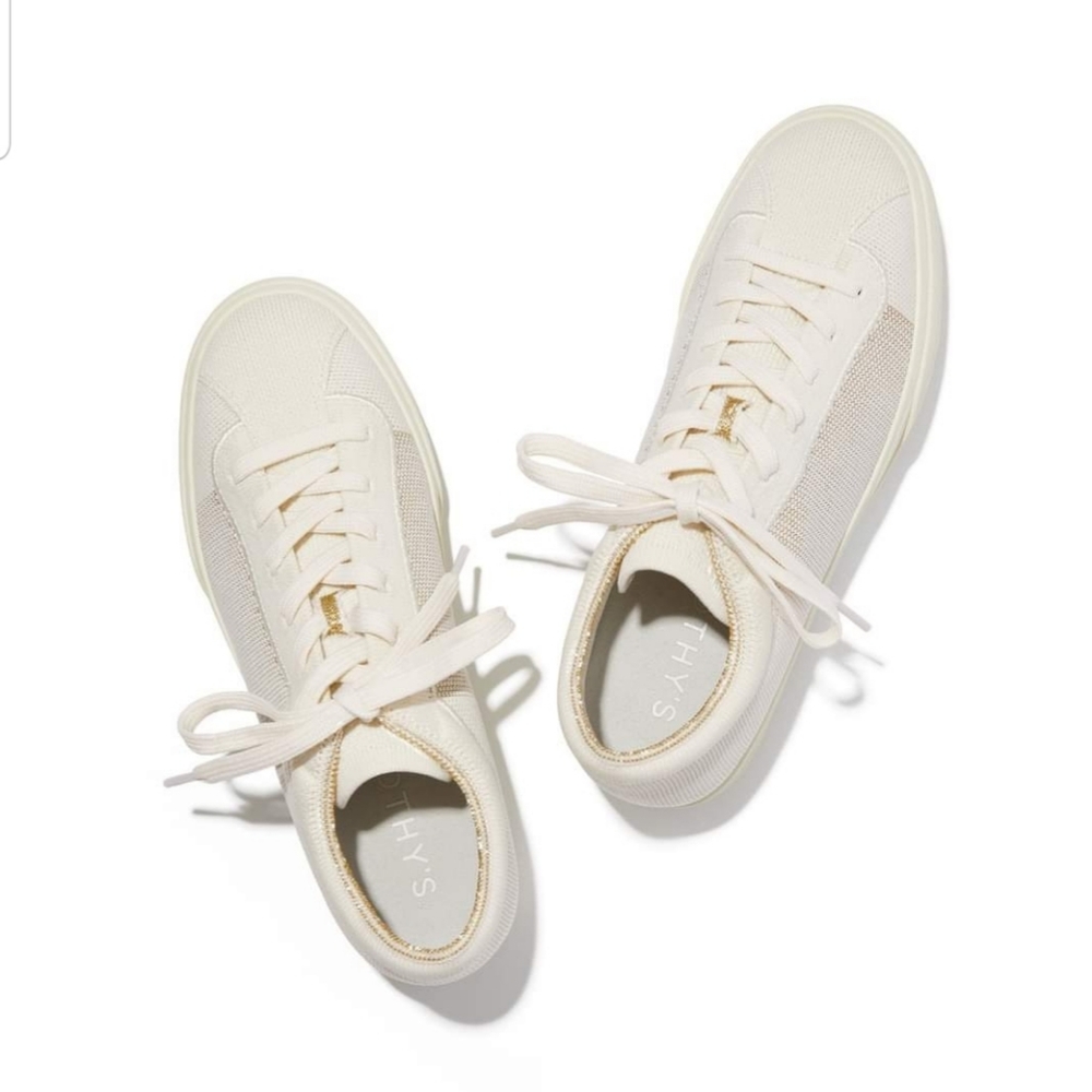 Rothy's Golden Metallic Lace Up Sneakers size 6